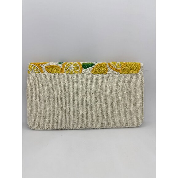 On 34th hand beaded envelope evening clutch - Yellow lemons - Picture 6 of 11